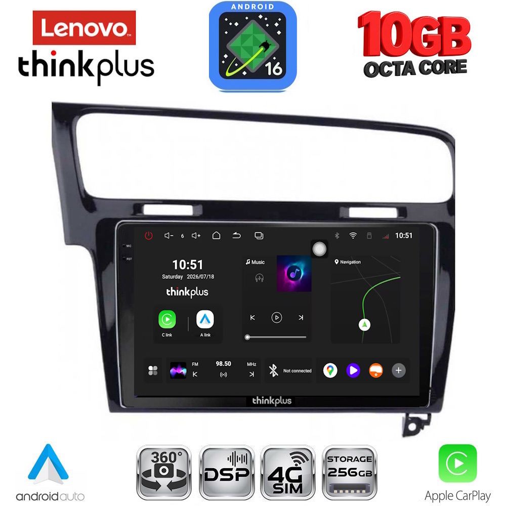 LENOVO LTM 11747BL_CPA (10inc) MULTIMEDIA TABLET for VW GOLF 7 mod. 2013-2020 LENOVO LTM 11747BL_CPA (10inc) MULTIMEDIA TABLET for VW GOLF 7 mod. 2013-2020