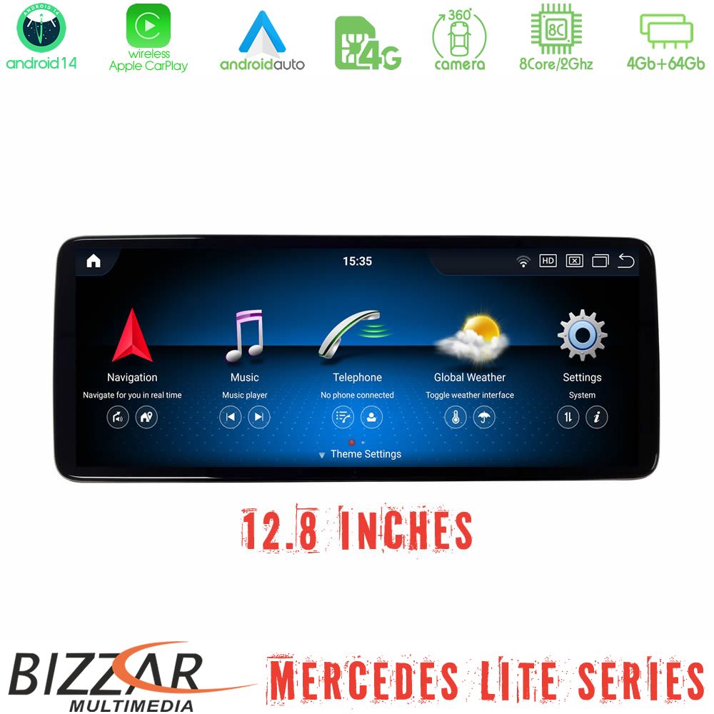 Bizzar Lite Series Mercedes CLS (W218) NTG5 Android14 8Core (4+64GB) Navigation Multimedia 12,8 Bizzar Lite Series Mercedes CLS (W218) NTG5 Android14 8Core (4+64GB) Navigation Multimedia 12,8