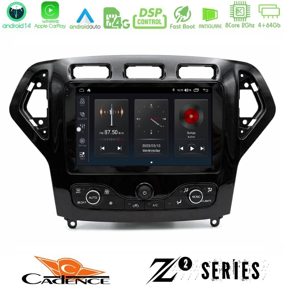 Cadence Z2 Series 8Core Android14 4+64GB Ford Mondeo 2007-2010 (Auto AC με NAVI) Navigation Multimedia Tablet 9 Με Carplay & Android Auto Cadence Z2 Series 8Core Android14 4+64GB Ford Mondeo 2007-2010 (Auto AC με NAVI) Navigation Multimedia Tablet 9 Με Carplay & Android Auto