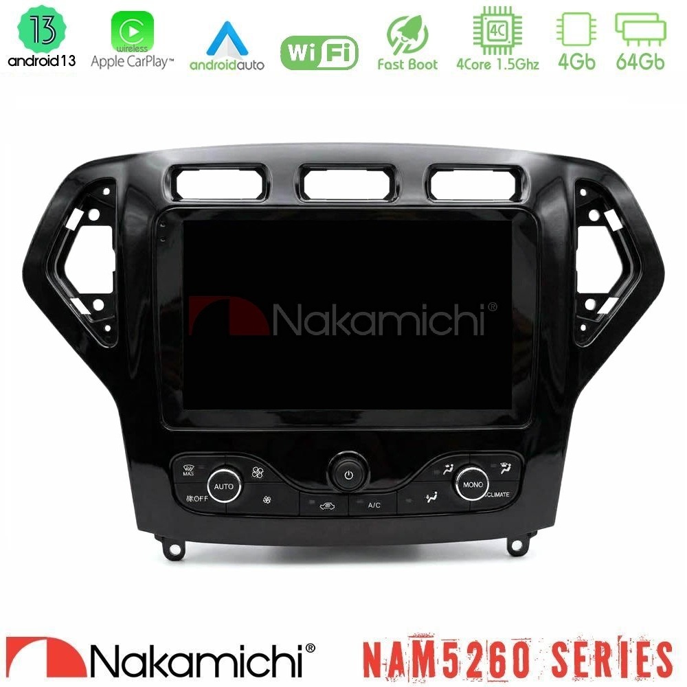Nakamichi NAM5260 Series 4Core Android13 4+64GB Ford Mondeo 2007-2010 (Auto AC με NAVI) Navigation Multimedia Tablet 9 Με Carplay & Android Auto Nakamichi NAM5260 Series 4Core Android13 4+64GB Ford Mondeo 2007-2010 (Auto AC με NAVI) Navigation Multimedia Tablet 9 Με Carplay & Android Auto