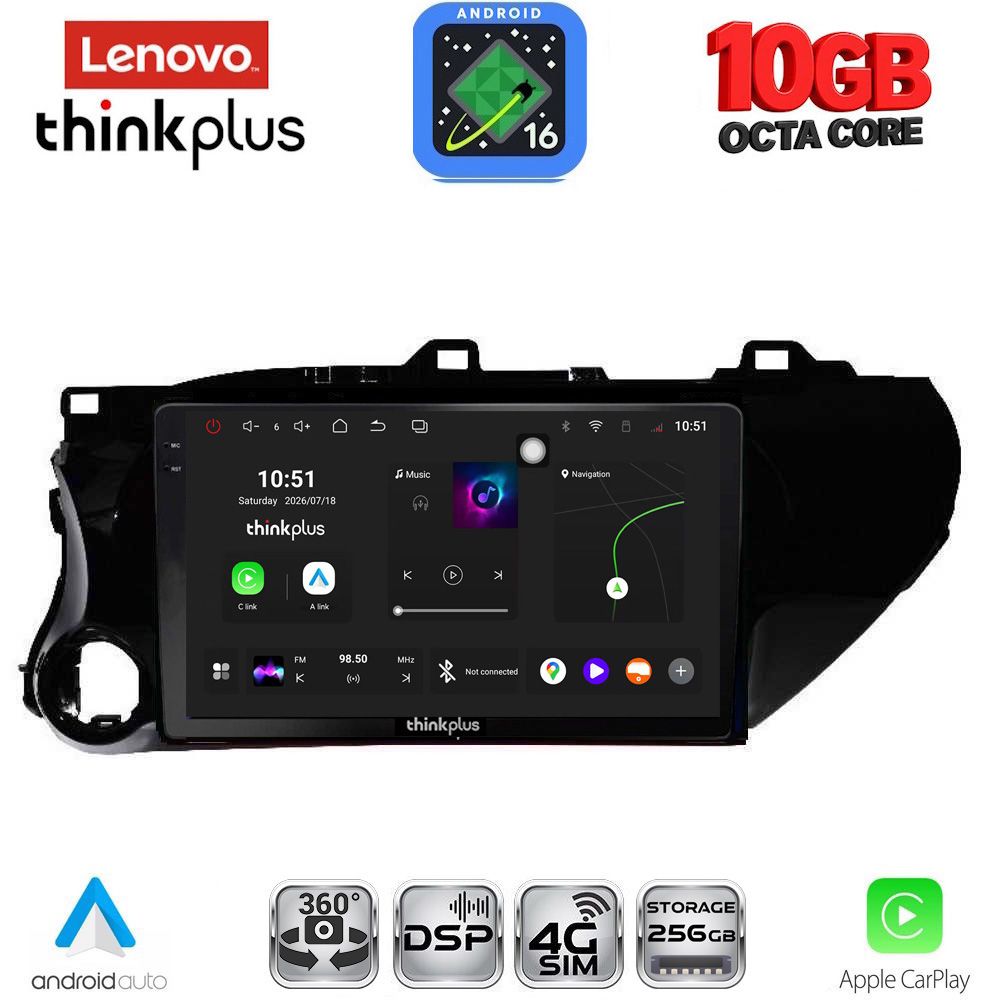 LENOVO LTM 11721_CPA (10inc) MULTIMEDIA TABLET for TOYOTA HILUX mod. 2017-2026 LENOVO LTM 11721_CPA (10inc) MULTIMEDIA TABLET for TOYOTA HILUX mod. 2017-2026