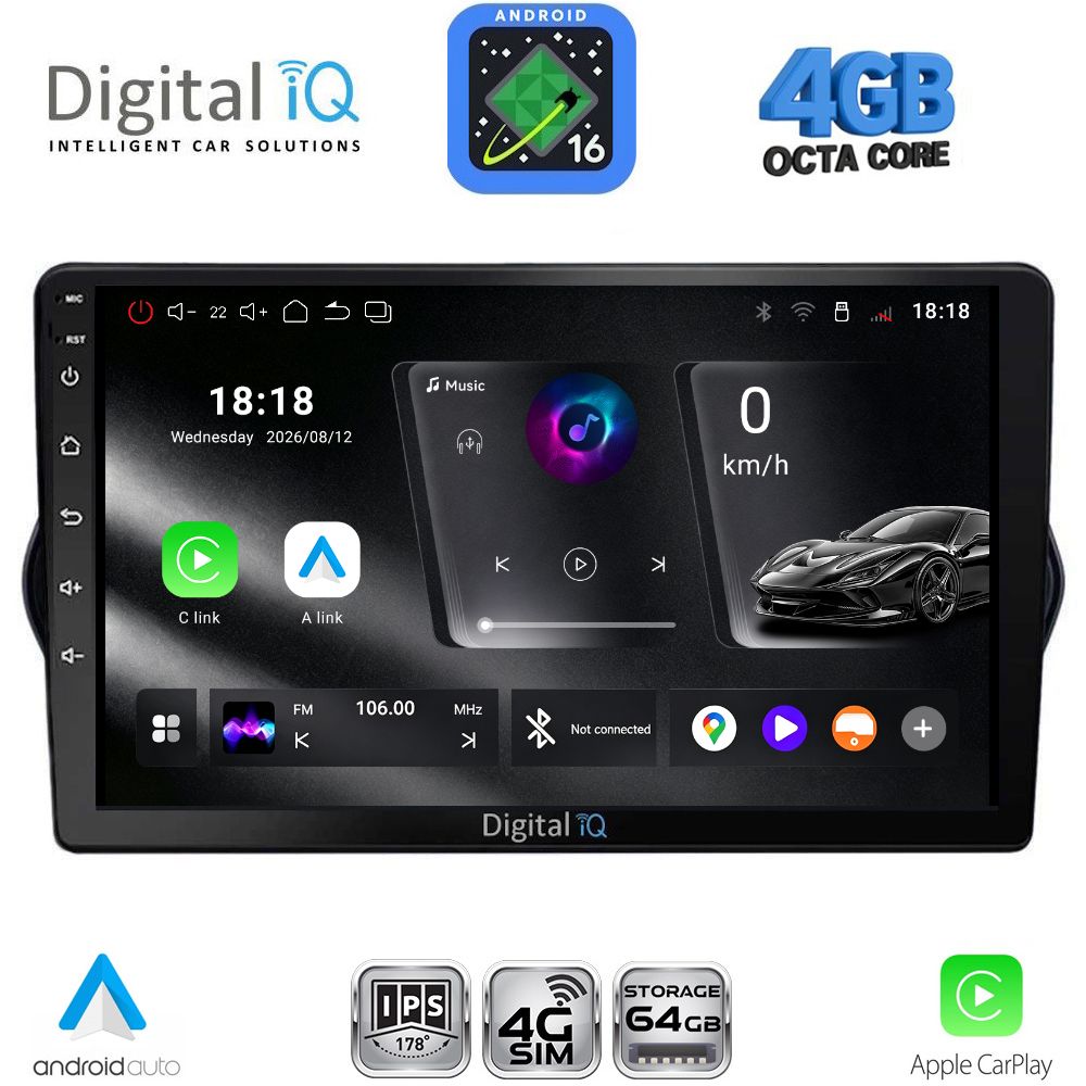 DIGITAL IQ RTG 6148_CPA (9inc) MULTIMEDIA TABLET for FIAT TIPO mod. 2015-2023 DIGITAL IQ RTG 6148_CPA (9inc) MULTIMEDIA TABLET for FIAT TIPO mod. 2015-2023