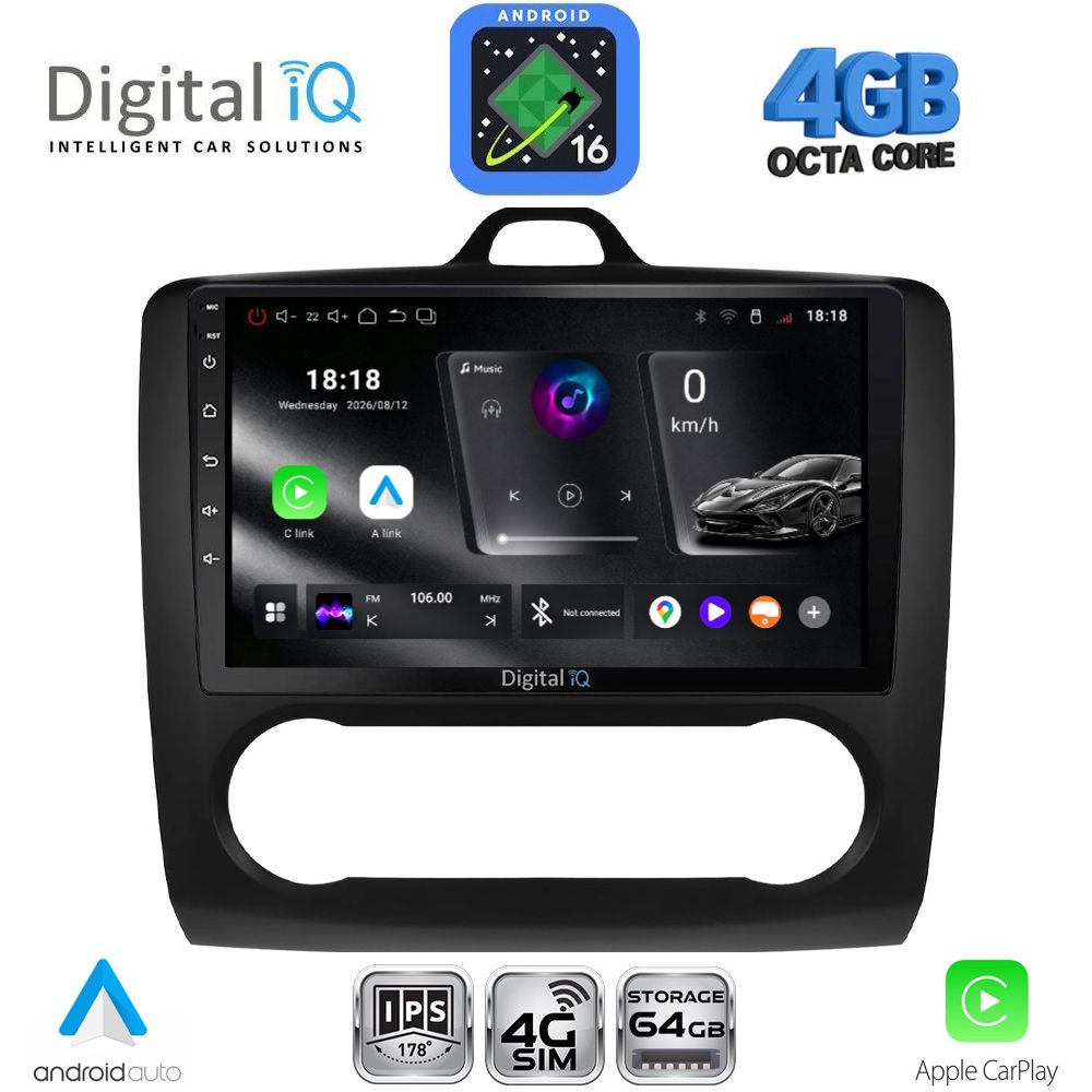DIGITAL IQ RTG 6156BL_CPA CLIMA (9inc) MULTIMEDIA TABLET for FORD FOCUS mod. 2005-2012 (BLACK) DIGITAL IQ RTG 6156BL_CPA CLIMA (9inc) MULTIMEDIA TABLET for FORD FOCUS mod. 2005-2012 (BLACK)