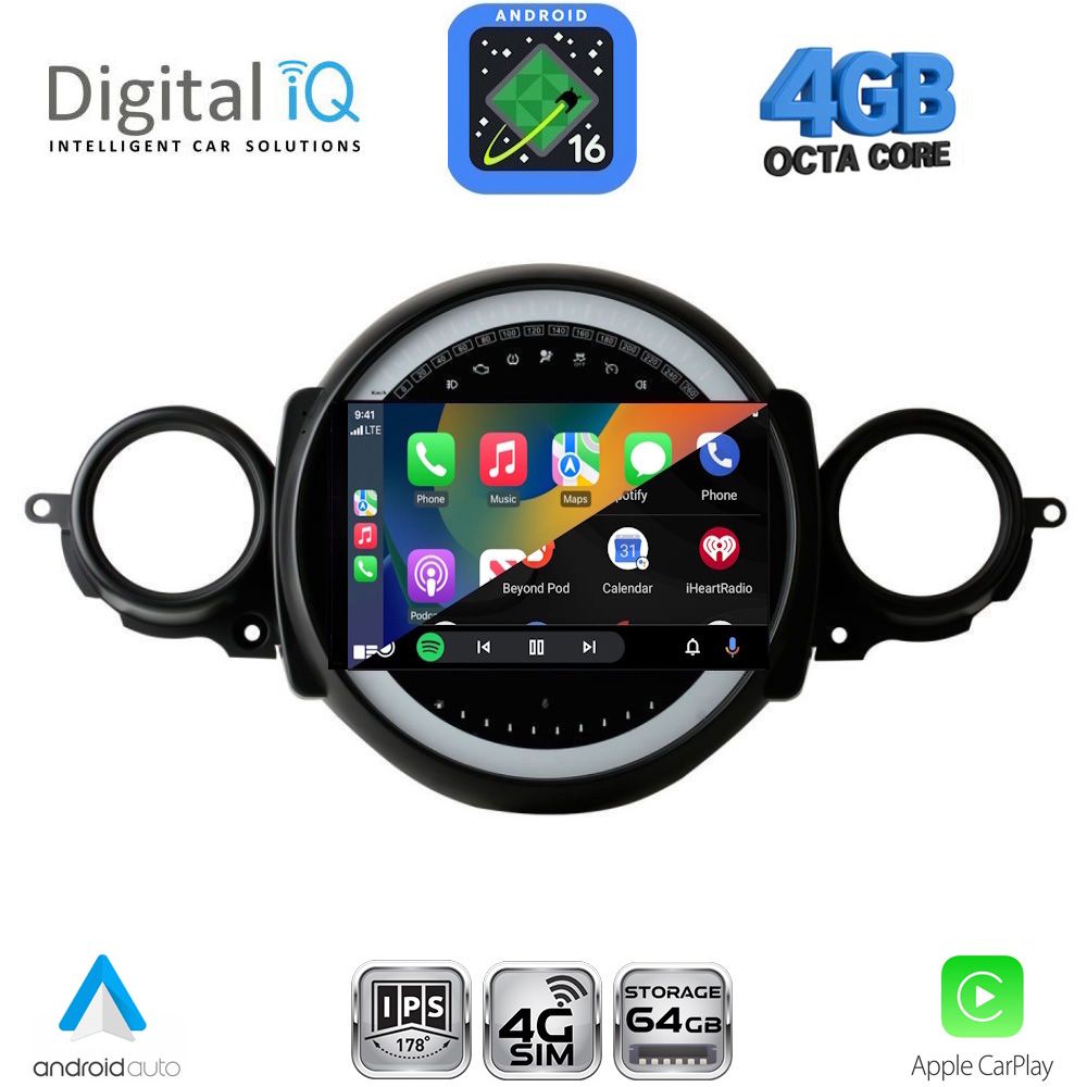 DIGITAL IQ RTG 6064_CPA (9inc) MULTIMEDIA TABLET for MINI COOPER (R56-R57) mod. 2006-2014 - CLUBMAN (R55) mod. 2007-2014 DIGITAL IQ RTG 6064_CPA (9inc) MULTIMEDIA TABLET for MINI COOPER (R56-R57) mod. 2006-2014 - CLUBMAN (R55) mod. 2007-2014