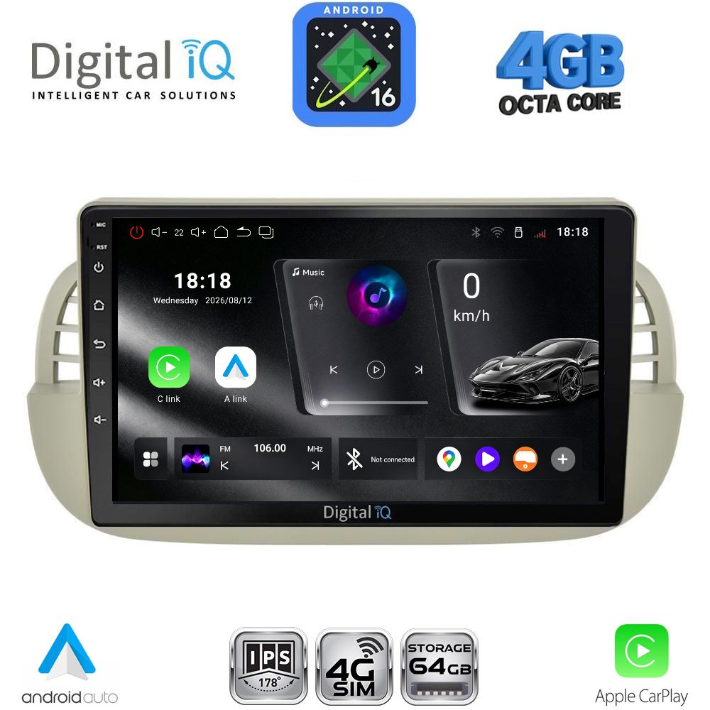 DIGITAL IQ RTG 6130BG_CPA (9inc) MULTIMEDIA TABLET for FIAT 500 mod. 2007-2015 (BEIGE) DIGITAL IQ RTG 6130BG_CPA (9inc) MULTIMEDIA TABLET for FIAT 500 mod. 2007-2015 (BEIGE)