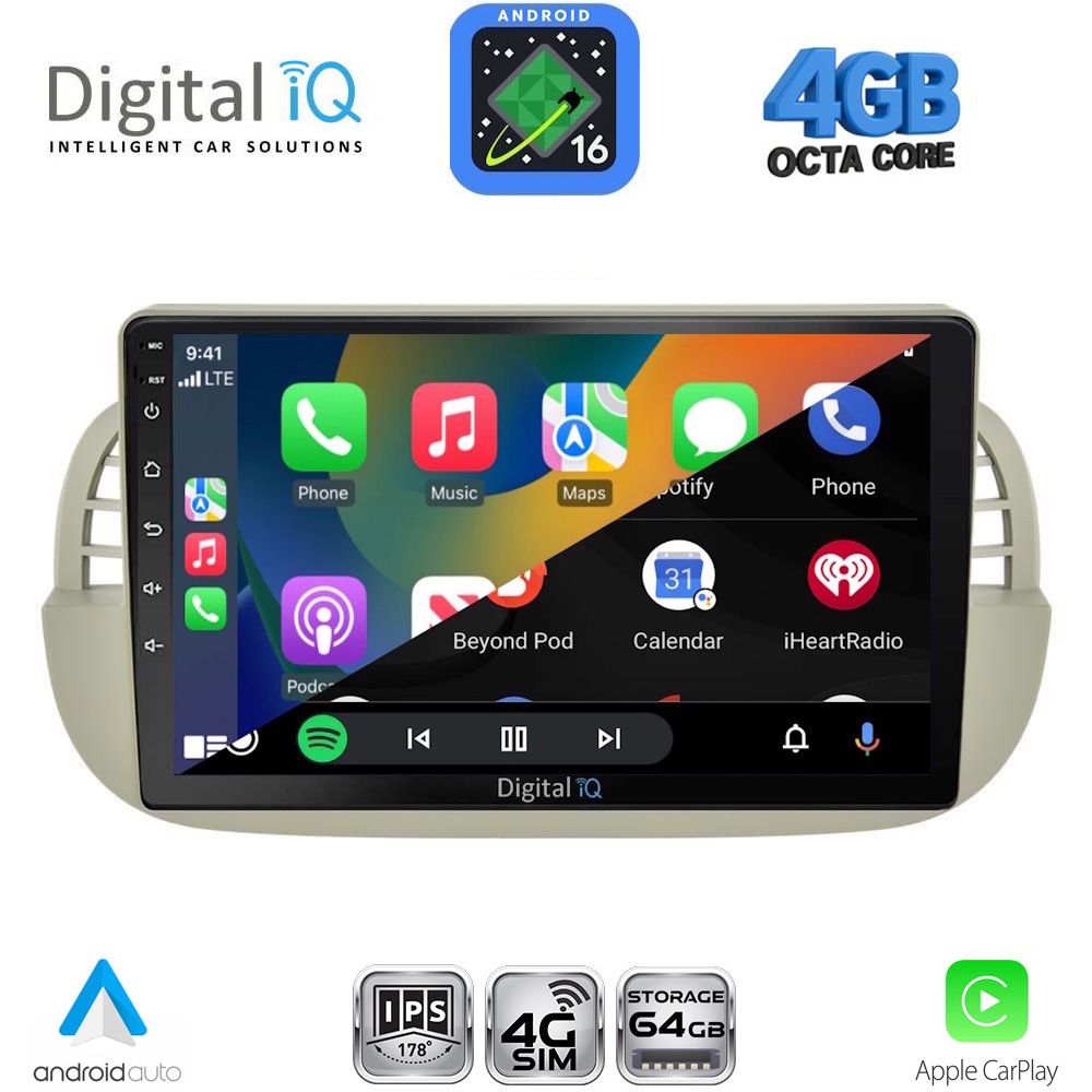 DIGITAL IQ RTG 6130BG_CPA (9inc) MULTIMEDIA TABLET for FIAT 500 mod. 2007-2015 (BEIGE) DIGITAL IQ RTG 6130BG_CPA (9inc) MULTIMEDIA TABLET for FIAT 500 mod. 2007-2015 (BEIGE)