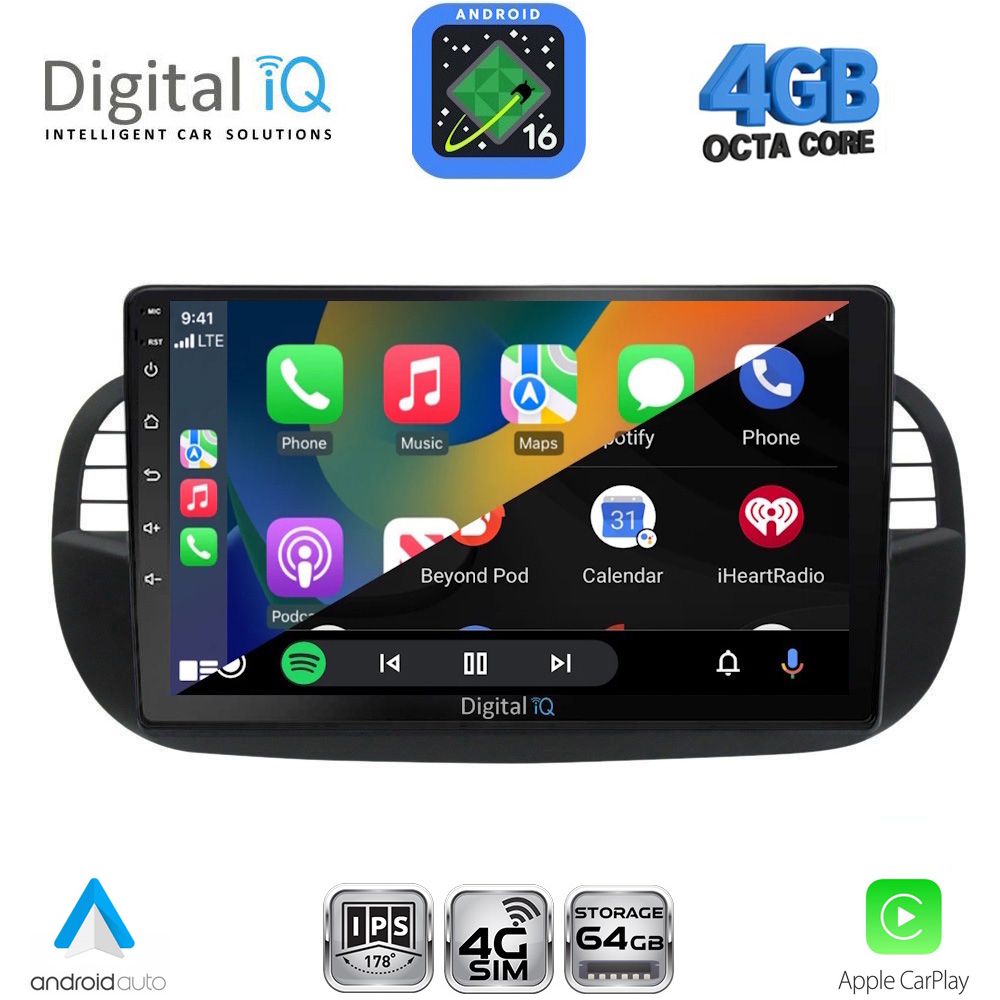 DIGITAL IQ RTG 6130BL_CPA (9inc) MULTIMEDIA TABLET for FIAT 500 mod. 2007-2015 (BLACK) DIGITAL IQ RTG 6130BL_CPA (9inc) MULTIMEDIA TABLET for FIAT 500 mod. 2007-2015 (BLACK)