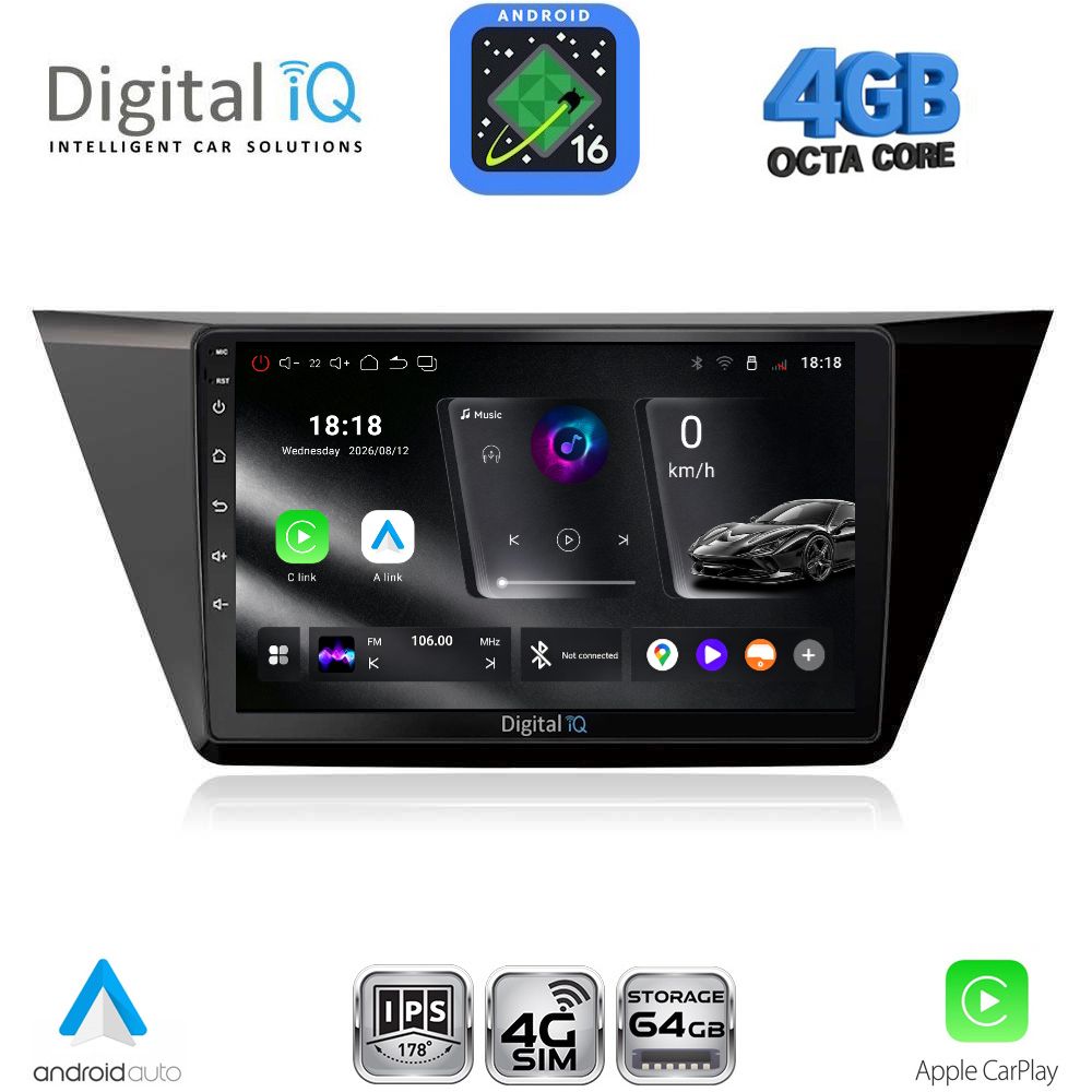 DIGITAL IQ RTG 6769_CPA (10inc) MULTIMEDIA TABLET for VW TOURAN mod. 2016-2026 DIGITAL IQ RTG 6769_CPA (10inc) MULTIMEDIA TABLET for VW TOURAN mod. 2016-2026
