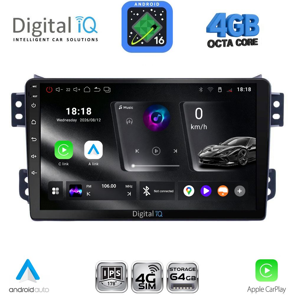 DIGITAL IQ RTG 6682_CPA (9inc) MULTIMEDIA TABLET for OPEL AGILA - SUZUKI SPLASH mod. 2008-2018 DIGITAL IQ RTG 6682_CPA (9inc) MULTIMEDIA TABLET for OPEL AGILA - SUZUKI SPLASH mod. 2008-2018
