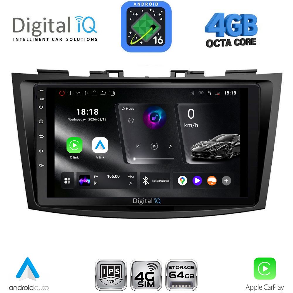 DIGITAL IQ RTG 6685_CPA (9inc) MULTIMEDIA TABLET for SUZUKI SWIFT mod. 2011-2016 DIGITAL IQ RTG 6685_CPA (9inc) MULTIMEDIA TABLET for SUZUKI SWIFT mod. 2011-2016