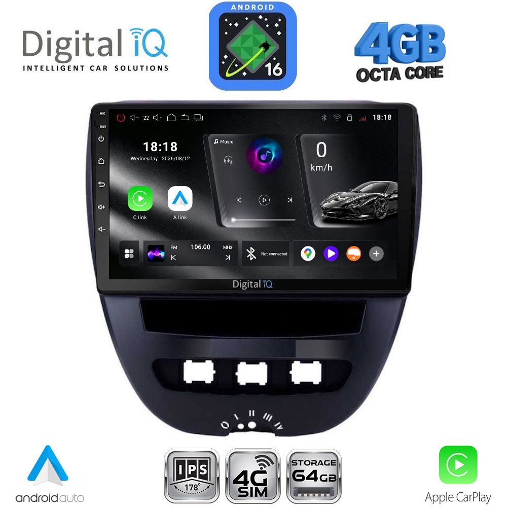 DIGITAL IQ RTG 6707_CPA (10inc) MULTIMEDIA TABLET for CITROEN C1-PEUGEOT 107-TOYOTA AYGO mod. 2005-2014 DIGITAL IQ RTG 6707_CPA (10inc) MULTIMEDIA TABLET for CITROEN C1-PEUGEOT 107-TOYOTA AYGO mod. 2005-2014