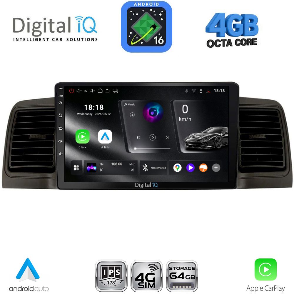DIGITAL IQ RTG 6712BL_CPA (9inc) MULTIMEDIA TABLET for TOYOTA COROLLA mod. 2001-2006 (BLACK) DIGITAL IQ RTG 6712BL_CPA (9inc) MULTIMEDIA TABLET for TOYOTA COROLLA mod. 2001-2006 (BLACK)