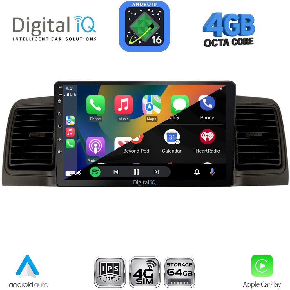 DIGITAL IQ RTG 6712BL_CPA (9inc) MULTIMEDIA TABLET for TOYOTA COROLLA mod. 2001-2006 (BLACK) DIGITAL IQ RTG 6712BL_CPA (9inc) MULTIMEDIA TABLET for TOYOTA COROLLA mod. 2001-2006 (BLACK)
