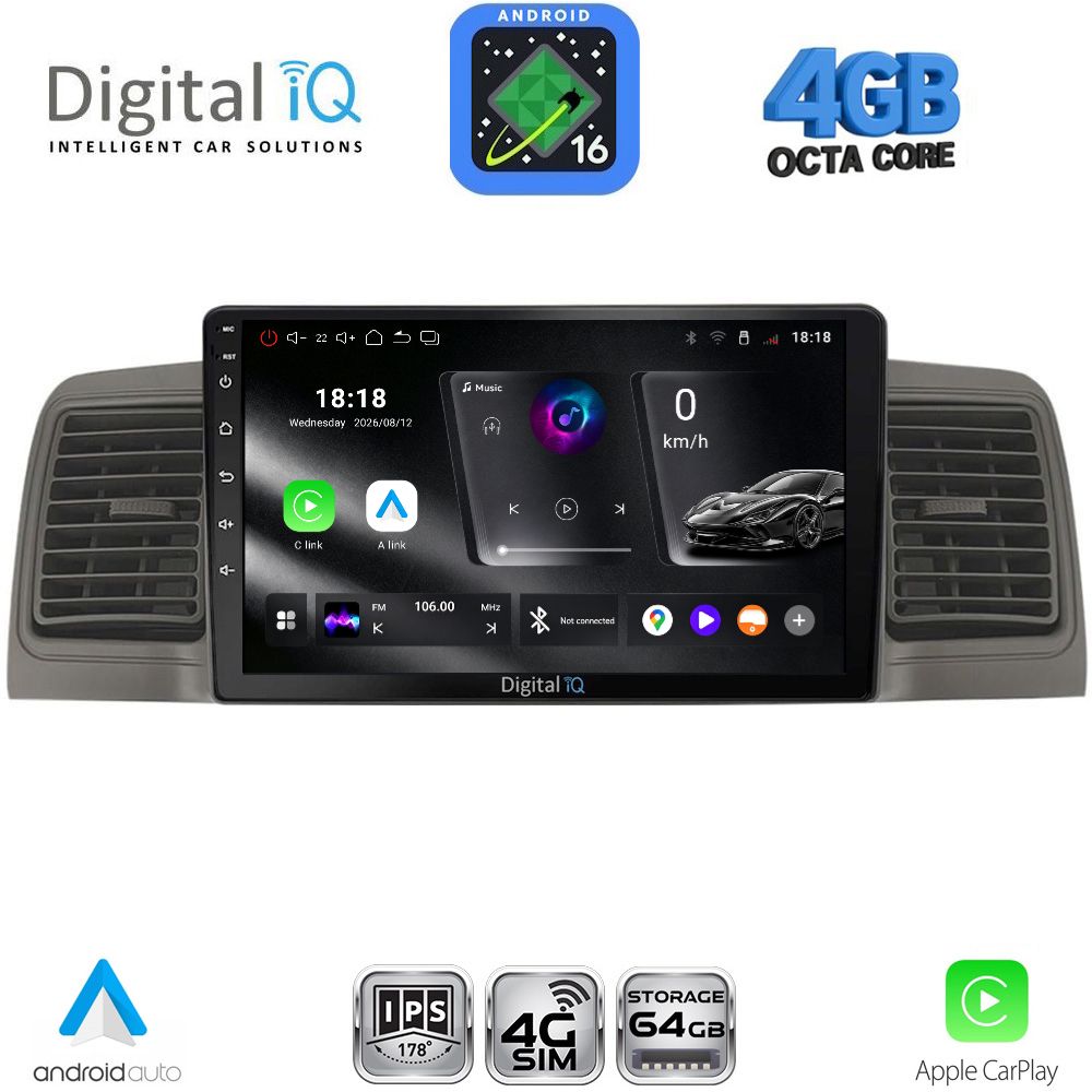 DIGITAL IQ RTG 6712GR_CPA (9inc) MULTIMEDIA TABLET for TOYOTA COROLLA mod. 2001-2006 (GREY) DIGITAL IQ RTG 6712GR_CPA (9inc) MULTIMEDIA TABLET for TOYOTA COROLLA mod. 2001-2006 (GREY)