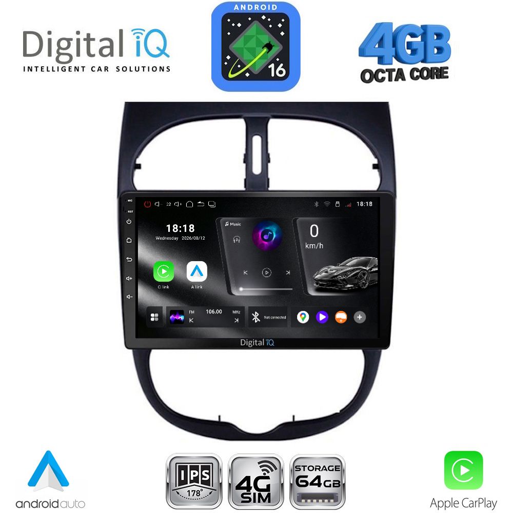 DIGITAL IQ RTG 6506_CPA (9inc) MULTIMEDIA TABLET for PEUGEOT 206 mod. 1998-2006 DIGITAL IQ RTG 6506_CPA (9inc) MULTIMEDIA TABLET for PEUGEOT 206 mod. 1998-2006