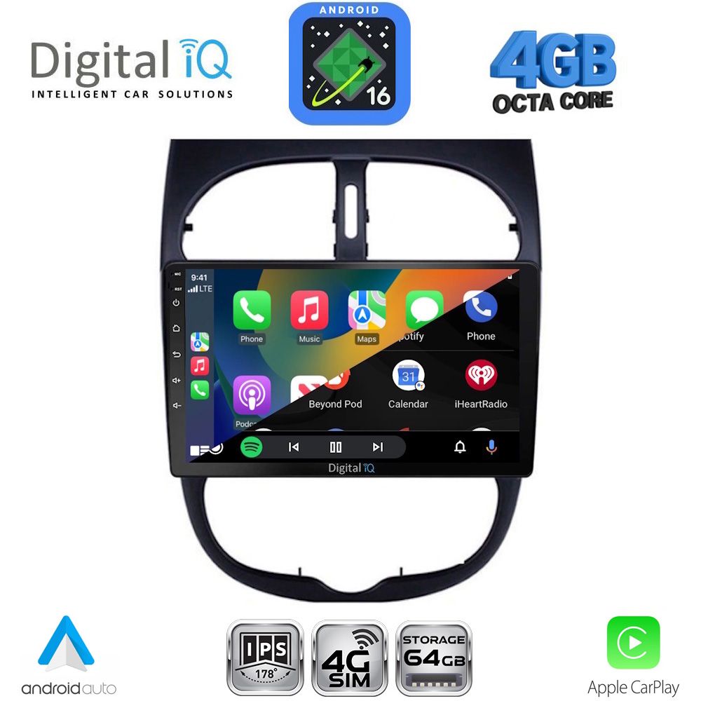 DIGITAL IQ RTG 6506_CPA (9inc) MULTIMEDIA TABLET for PEUGEOT 206 mod. 1998-2006 DIGITAL IQ RTG 6506_CPA (9inc) MULTIMEDIA TABLET for PEUGEOT 206 mod. 1998-2006