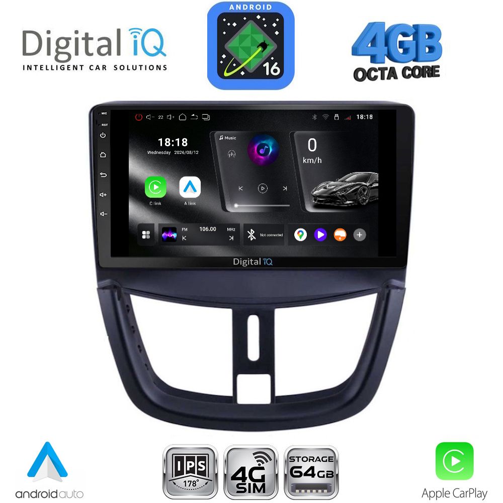 DIGITAL IQ RTG 6507_CPA (9inc) MULTIMEDIA TABLET for PEUGEOT 207 mod. 2007-2020 DIGITAL IQ RTG 6507_CPA (9inc) MULTIMEDIA TABLET for PEUGEOT 207 mod. 2007-2020