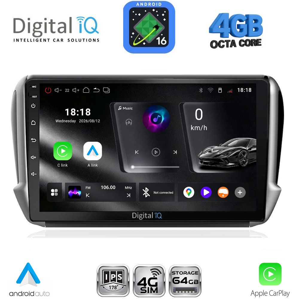 DIGITAL IQ RTG 6508_CPA (10inc) MULTIMEDIA TABLET for PEUGEOT 208-2008 mod. 2012-2021 DIGITAL IQ RTG 6508_CPA (10inc) MULTIMEDIA TABLET for PEUGEOT 208-2008 mod. 2012-2021
