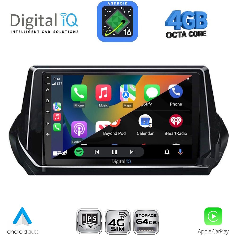 DIGITAL IQ RTG 6509_CPA (9inc) MULTIMEDIA TABLET for PEUGEOT 208 - 2008 mod. 2021-2026 DIGITAL IQ RTG 6509_CPA (9inc) MULTIMEDIA TABLET for PEUGEOT 208 - 2008 mod. 2021-2026