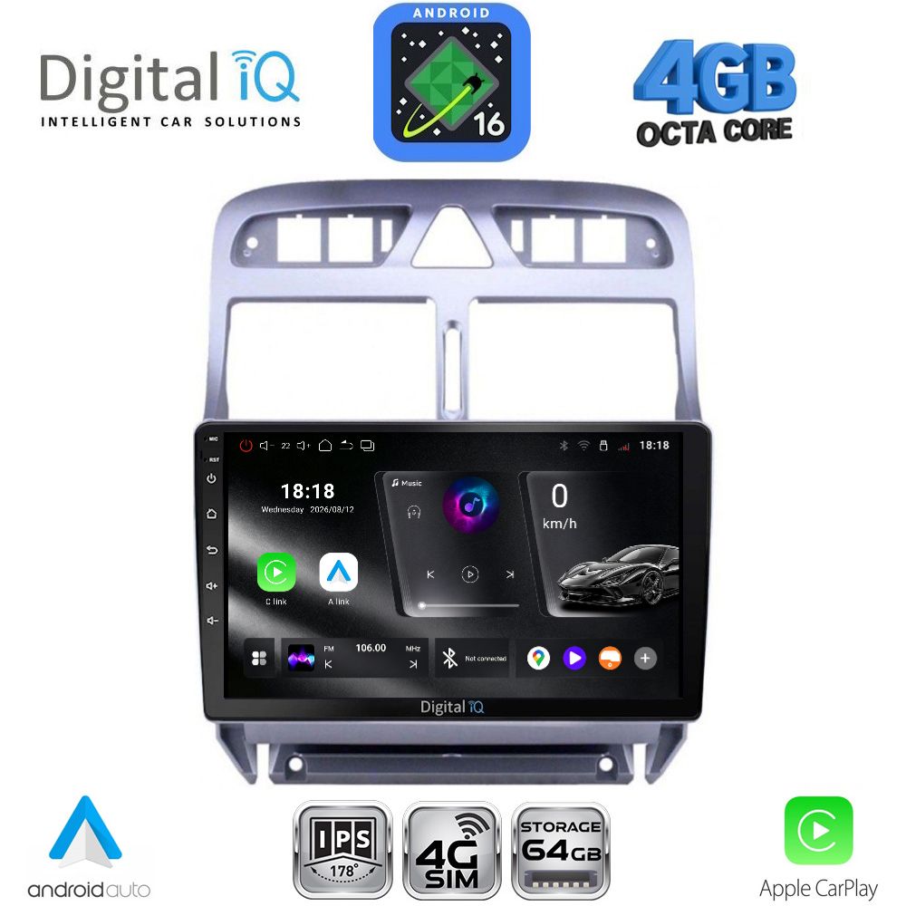 DIGITAL IQ RTG 6512_CPA (9inc) MULTIMEDIA TABLET for PEUGEOT 307 mod. 2001-2008 DIGITAL IQ RTG 6512_CPA (9inc) MULTIMEDIA TABLET for PEUGEOT 307 mod. 2001-2008