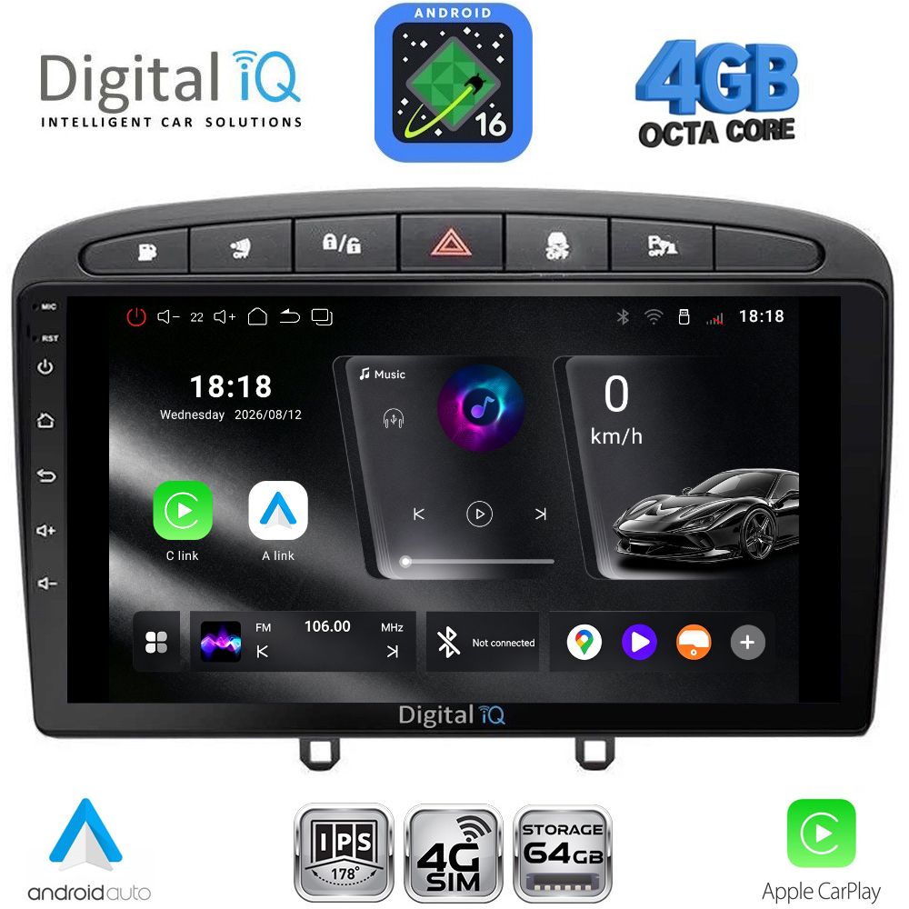 DIGITAL IQ RTG 6513BL_CPA (9inc) MULTIMEDIA TABLET for PEUGEOT 308 mod.2007-2012 - RCZ mod.2009-2015 (BLACK) DIGITAL IQ RTG 6513BL_CPA (9inc) MULTIMEDIA TABLET for PEUGEOT 308 mod.2007-2012 - RCZ mod.2009-2015 (BLACK)