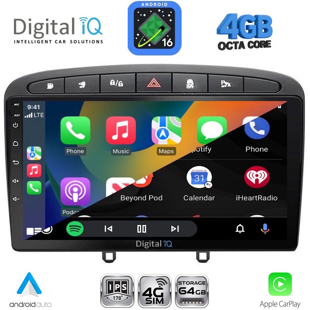 DIGITAL IQ RTG 6513BL_CPA (9inc) MULTIMEDIA TABLET for PEUGEOT 308 mod.2007-2012 - RCZ mod.2009-2015 (BLACK) DIGITAL IQ RTG 6513BL_CPA (9inc) MULTIMEDIA TABLET for PEUGEOT 308 mod.2007-2012 - RCZ mod.2009-2015 (BLACK)