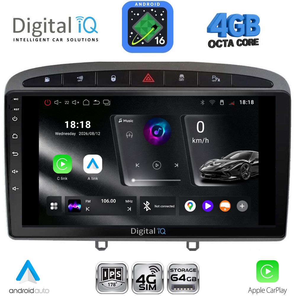 DIGITAL IQ RTG 6513GR_CPA (9inc) MULTIMEDIA TABLET for PEUGEOT 308 mod.2007-2012 - RCZ mod.2009-2015 (GREY) DIGITAL IQ RTG 6513GR_CPA (9inc) MULTIMEDIA TABLET for PEUGEOT 308 mod.2007-2012 - RCZ mod.2009-2015 (GREY)