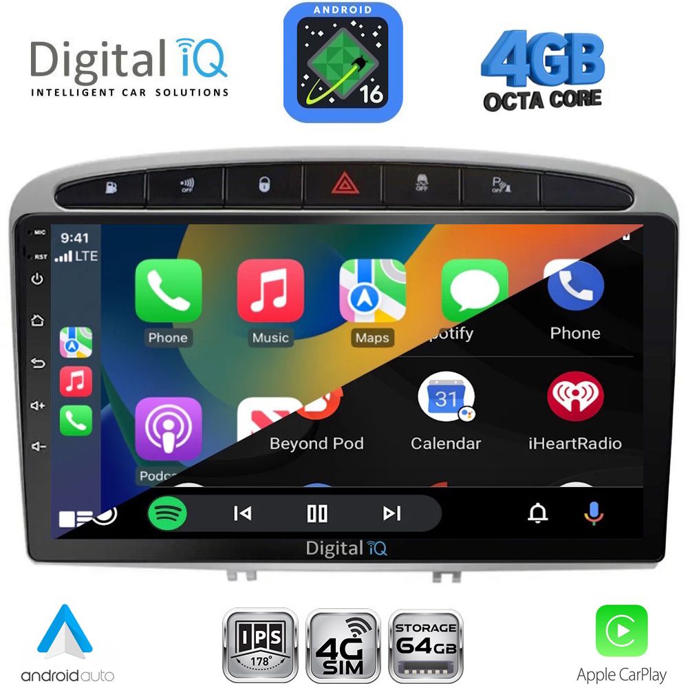 DIGITAL IQ RTG 6513SL_CPA (9inc) MULTIMEDIA TABLET for PEUGEOT 308 mod.2007-2012 - RCZ mod.2009-2015 (SILVER) DIGITAL IQ RTG 6513SL_CPA (9inc) MULTIMEDIA TABLET for PEUGEOT 308 mod.2007-2012 - RCZ mod.2009-2015 (SILVER)