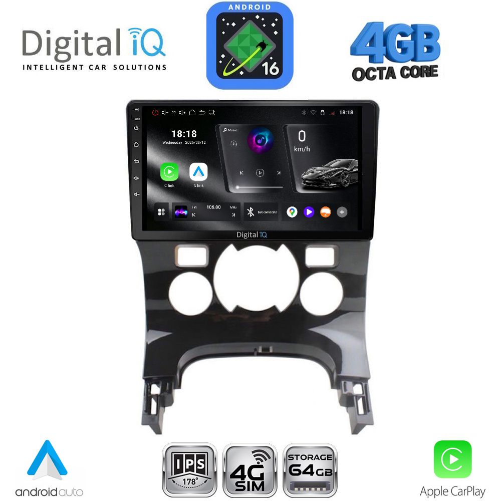 DIGITAL IQ RTG 6515CL_CPA (9inc) MULTIMEDIA TABLET for PEUGEOT 3008 mod. 2008-2016 with CLIMA DIGITAL IQ RTG 6515CL_CPA (9inc) MULTIMEDIA TABLET for PEUGEOT 3008 mod. 2008-2016 with CLIMA