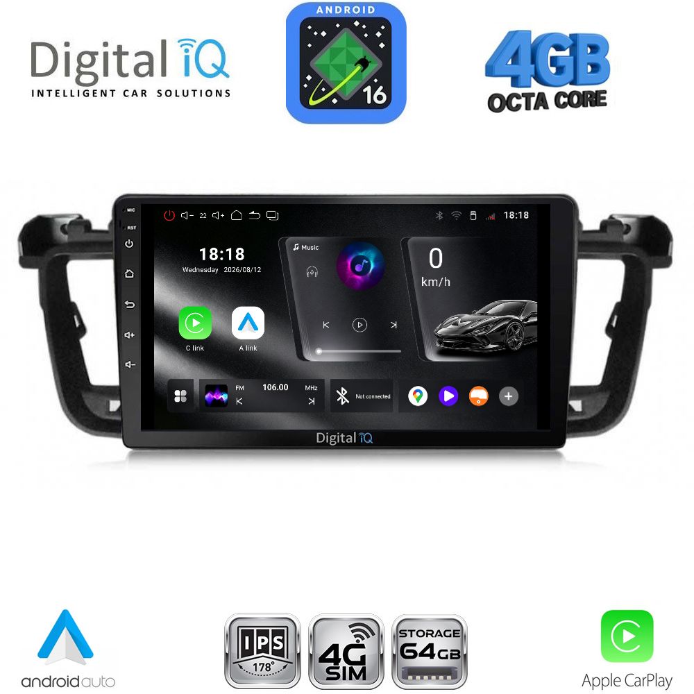 DIGITAL IQ RTG 6518_CPA (9inc) MULTIMEDIA TABLET for PEUGEOT 508 mod. 2010-2016 DIGITAL IQ RTG 6518_CPA (9inc) MULTIMEDIA TABLET for PEUGEOT 508 mod. 2010-2016