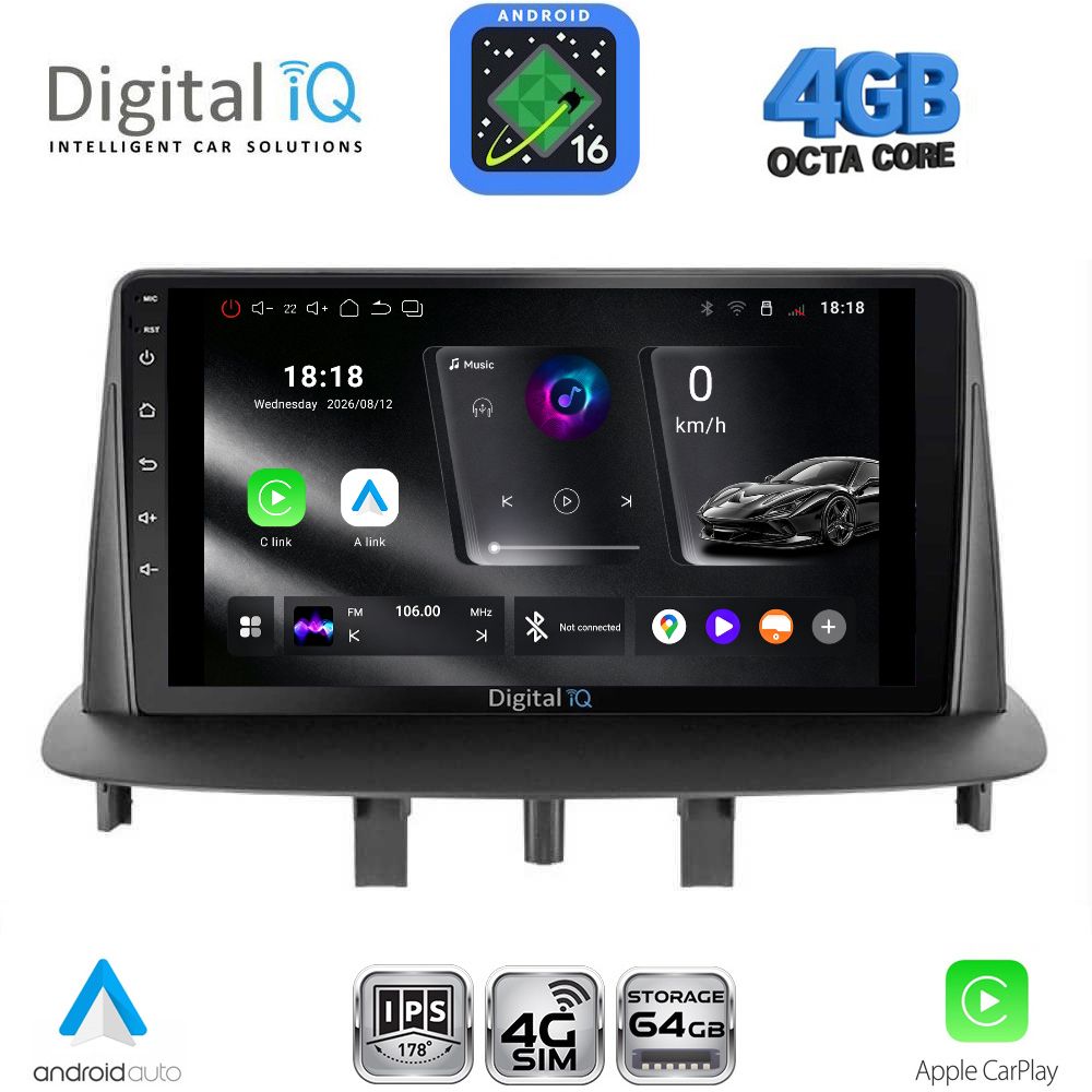 DIGITAL IQ RTG 6556_CPA (9inc) MULTIMEDIA TABLET for RENAULT MEGANE 3 mod. 2009-2016 DIGITAL IQ RTG 6556_CPA (9inc) MULTIMEDIA TABLET for RENAULT MEGANE 3 mod. 2009-2016