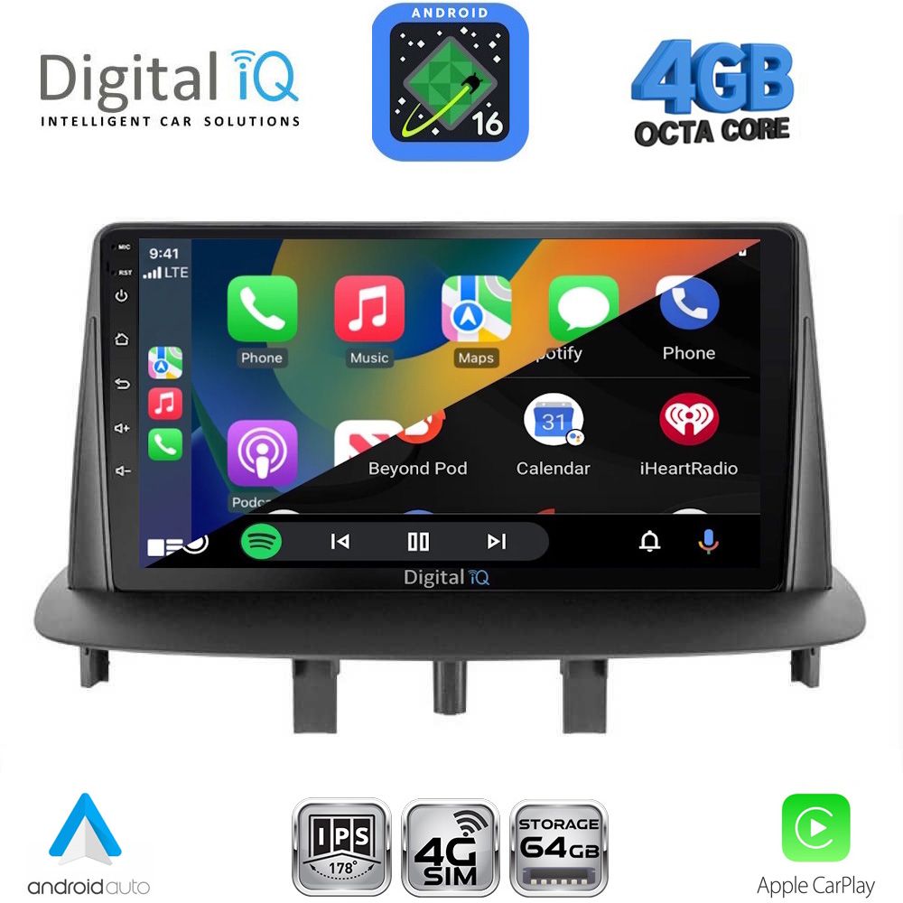 DIGITAL IQ RTG 6556_CPA (9inc) MULTIMEDIA TABLET for RENAULT MEGANE 3 mod. 2009-2016 DIGITAL IQ RTG 6556_CPA (9inc) MULTIMEDIA TABLET for RENAULT MEGANE 3 mod. 2009-2016