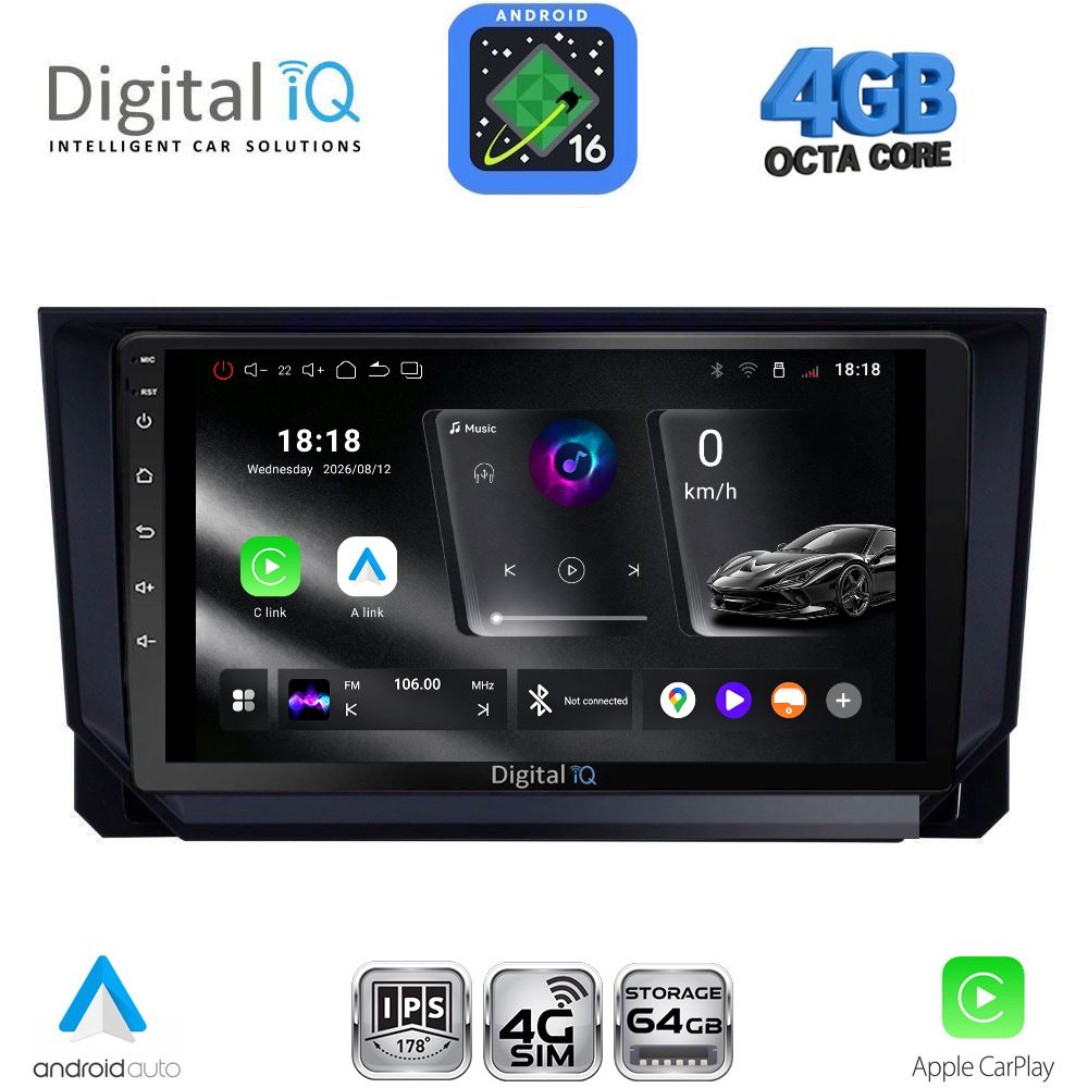 DIGITAL IQ RTG 6573_CPA (9inc) MULTIMEDIA TABLET for SEAT ARONA - IBIZA mod. 2018-2026 DIGITAL IQ RTG 6573_CPA (9inc) MULTIMEDIA TABLET for SEAT ARONA - IBIZA mod. 2018-2026