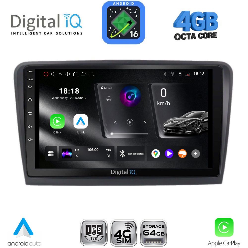 DIGITAL IQ RTG 6601_CPA (9inc) MULTIMEDIA TABLET for SKODA RAPID mod. 2012-2023 DIGITAL IQ RTG 6601_CPA (9inc) MULTIMEDIA TABLET for SKODA RAPID mod. 2012-2023
