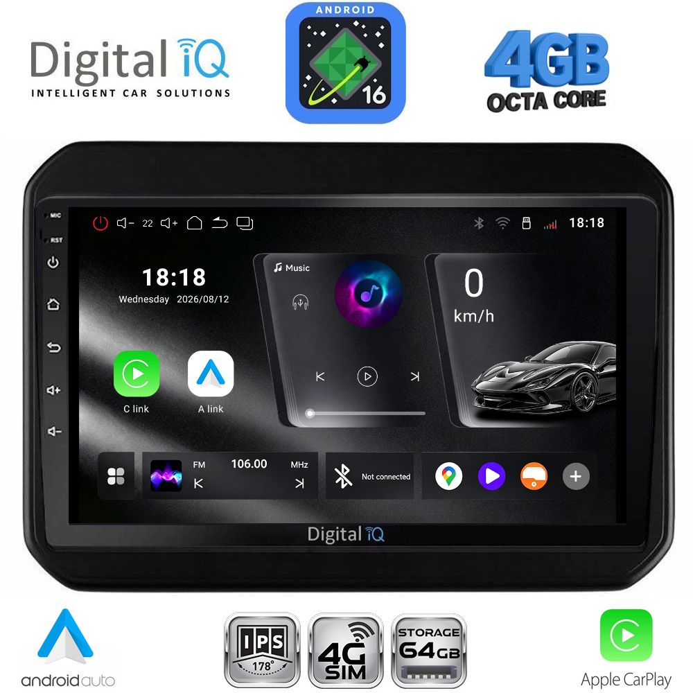 DIGITAL IQ RTG 6676_CPA (9inc) MULTIMEDIA TABLET for SUZUKI IGNIS mod. 2016-2026 DIGITAL IQ RTG 6676_CPA (9inc) MULTIMEDIA TABLET for SUZUKI IGNIS mod. 2016-2026