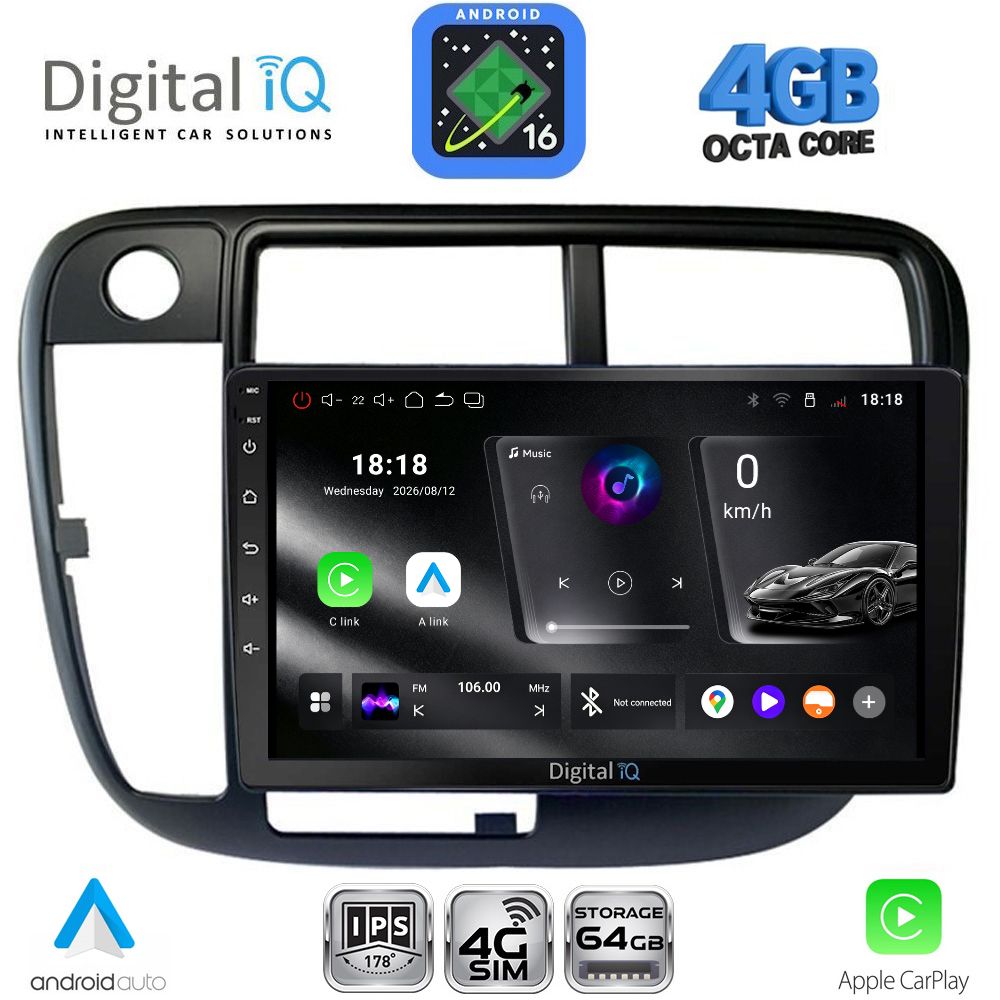 DIGITAL IQ RTG 6186_CPA CLIMA (9inc) MULTIMEDIA TABLET for HONDA CIVIC mod. 1995-2001 DIGITAL IQ RTG 6186_CPA CLIMA (9inc) MULTIMEDIA TABLET for HONDA CIVIC mod. 1995-2001