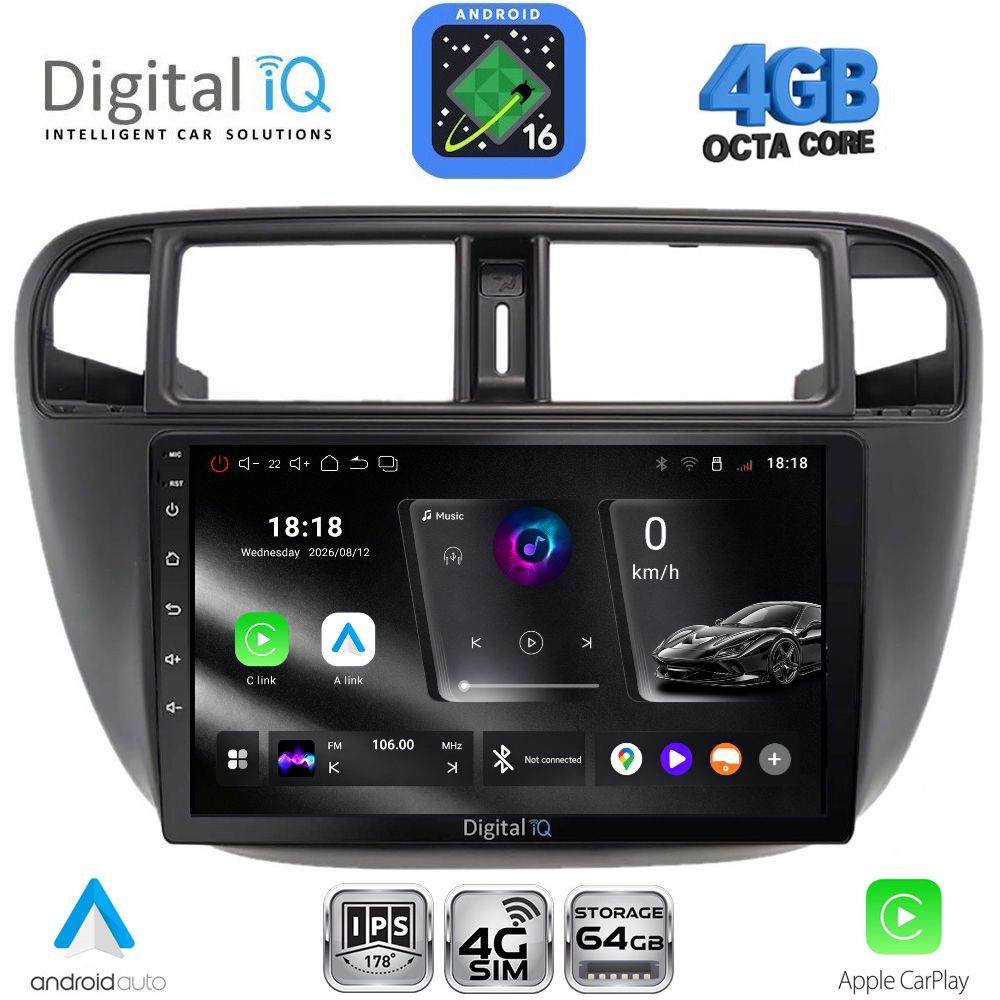 DIGITAL IQ RTG 6186_CPA A/C (9inc) MULTIMEDIA TABLET for HONDA CIVIC mod. 1995-2001 DIGITAL IQ RTG 6186_CPA A/C (9inc) MULTIMEDIA TABLET for HONDA CIVIC mod. 1995-2001