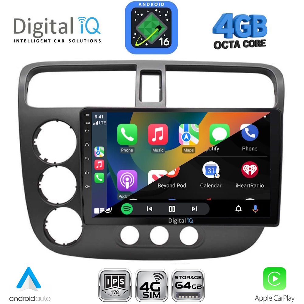 DIGITAL IQ RTG 6187_CPA (9inc) MULTIMEDIA TABLET for HONDA CIVIC 4D mod. 2001-2006 DIGITAL IQ RTG 6187_CPA (9inc) MULTIMEDIA TABLET for HONDA CIVIC 4D mod. 2001-2006