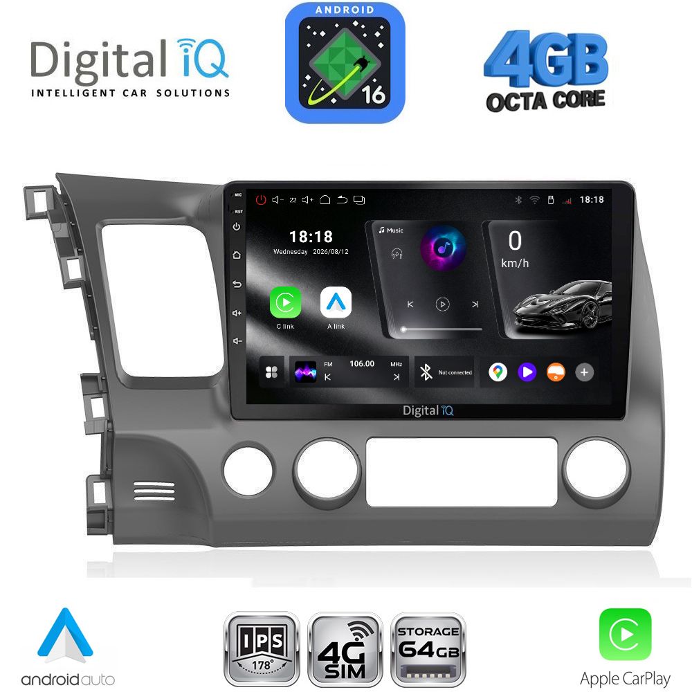 DIGITAL IQ RTG 6188_CPA (10inc) MULTIMEDIA TABLET for HONDA CIVIC 4D mod. 2006-2012 DIGITAL IQ RTG 6188_CPA (10inc) MULTIMEDIA TABLET for HONDA CIVIC 4D mod. 2006-2012