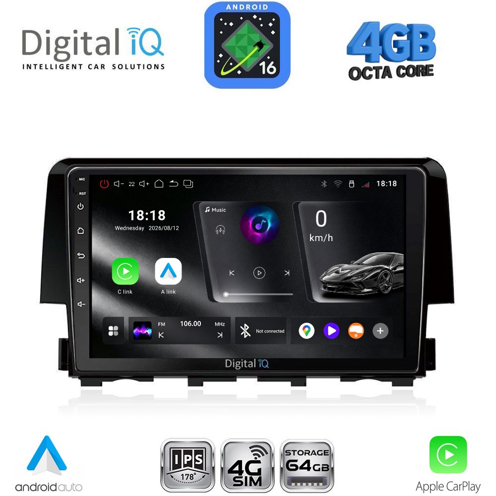 DIGITAL IQ RTG 6191_CPA (9inc) MULTIMEDIA TABLET for HONDA CIVIC mod. 2016-2021 DIGITAL IQ RTG 6191_CPA (9inc) MULTIMEDIA TABLET for HONDA CIVIC mod. 2016-2021