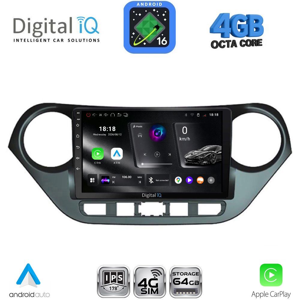 DIGITAL IQ RTG 6224_CPA (9inc) MULTIMEDIA TABLET for HYUNDAI i10 mod. 2014-2020 DIGITAL IQ RTG 6224_CPA (9inc) MULTIMEDIA TABLET for HYUNDAI i10 mod. 2014-2020