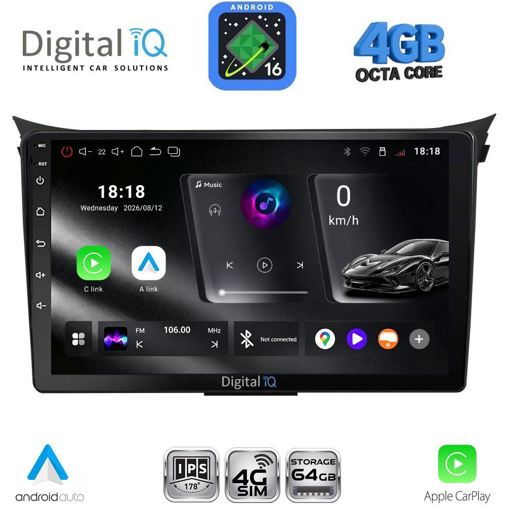 DIGITAL IQ RTG 6232_CPA (9inc) MULTIMEDIA TABLET for HYUNDAI i30 mod. 2012-2017 DIGITAL IQ RTG 6232_CPA (9inc) MULTIMEDIA TABLET for HYUNDAI i30 mod. 2012-2017