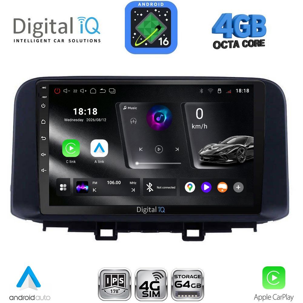 DIGITAL IQ RTG 6237_CPA (10inc) MULTIMEDIA TABLET for HYUNDAI KONA mod. 2017-2023 DIGITAL IQ RTG 6237_CPA (10inc) MULTIMEDIA TABLET for HYUNDAI KONA mod. 2017-2023