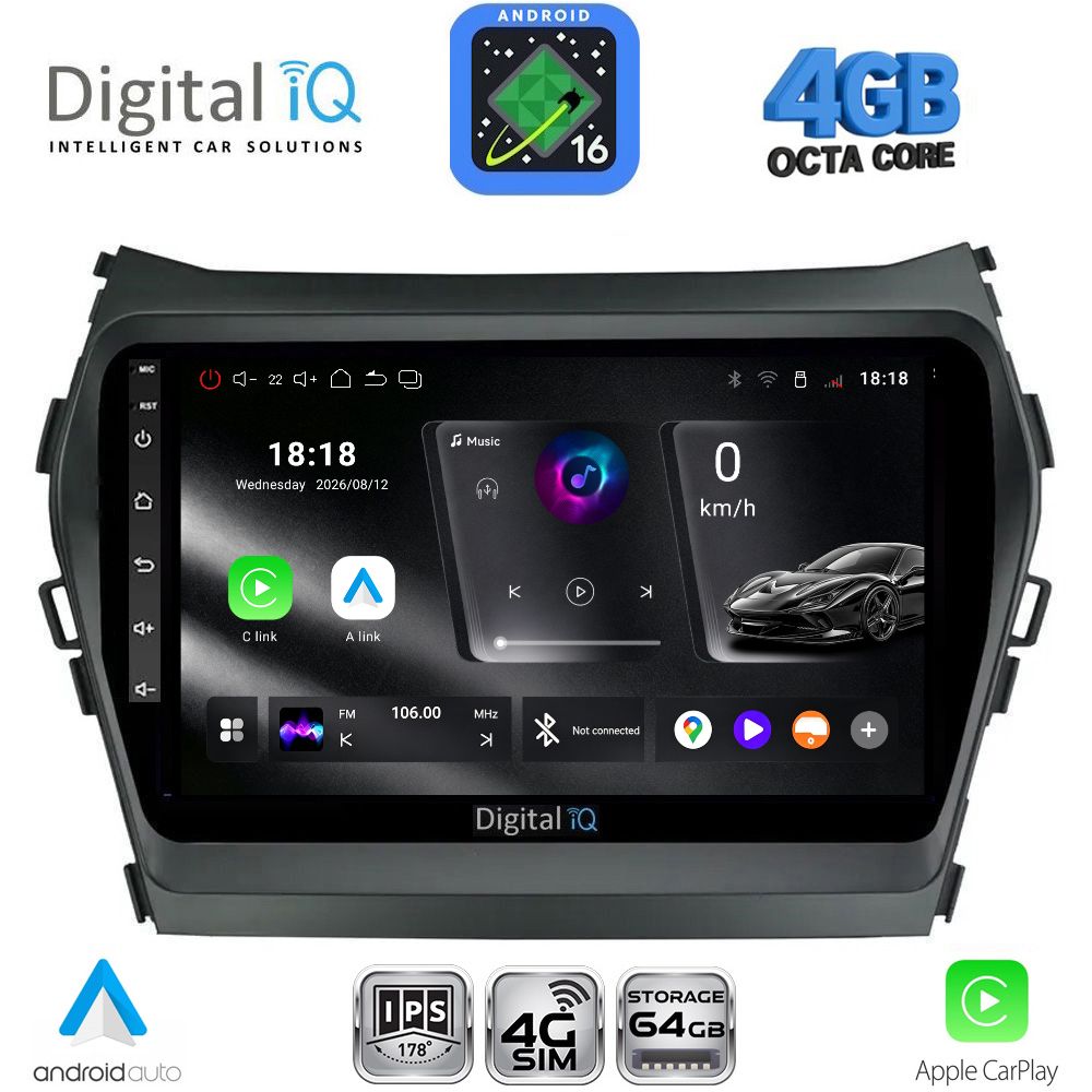 DIGITAL IQ RTG 6238_CPA (9inc) MULTIMEDIA TABLET for HYUNDAI IX45 - SANTA FE mod. 2013-2017 DIGITAL IQ RTG 6238_CPA (9inc) MULTIMEDIA TABLET for HYUNDAI IX45 - SANTA FE mod. 2013-2017