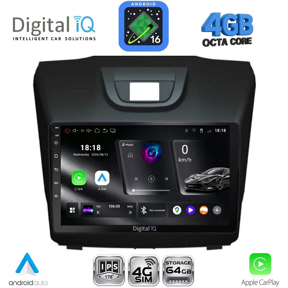 DIGITAL IQ RTG 6255_CPA (9inc) MULTIMEDIA TABLET for ISUZU DMAX mod. 2012-2020 DIGITAL IQ RTG 6255_CPA (9inc) MULTIMEDIA TABLET for ISUZU DMAX mod. 2012-2020