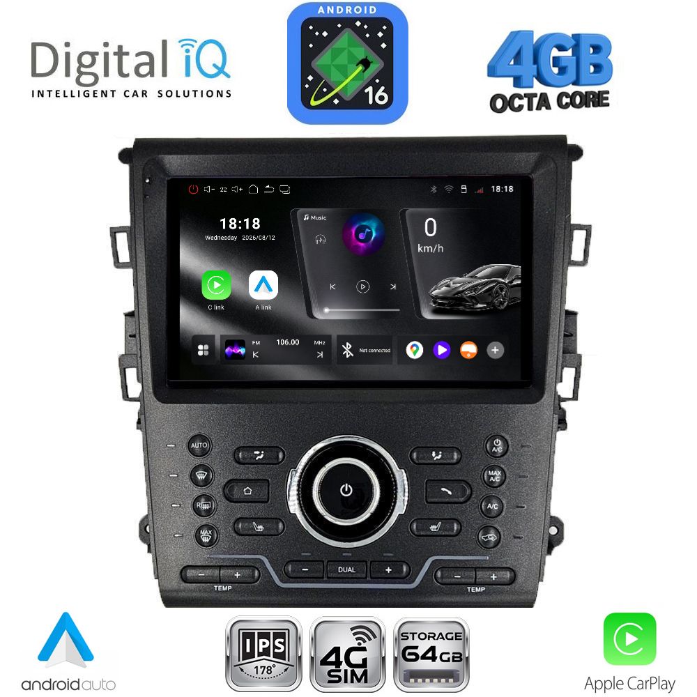 DIGITAL IQ RTG 6164_CPA CLIMA (9inc) MULTIMEDIA TABLET for FORD MONDEO mod. 2014-2023 DIGITAL IQ RTG 6164_CPA CLIMA (9inc) MULTIMEDIA TABLET for FORD MONDEO mod. 2014-2023