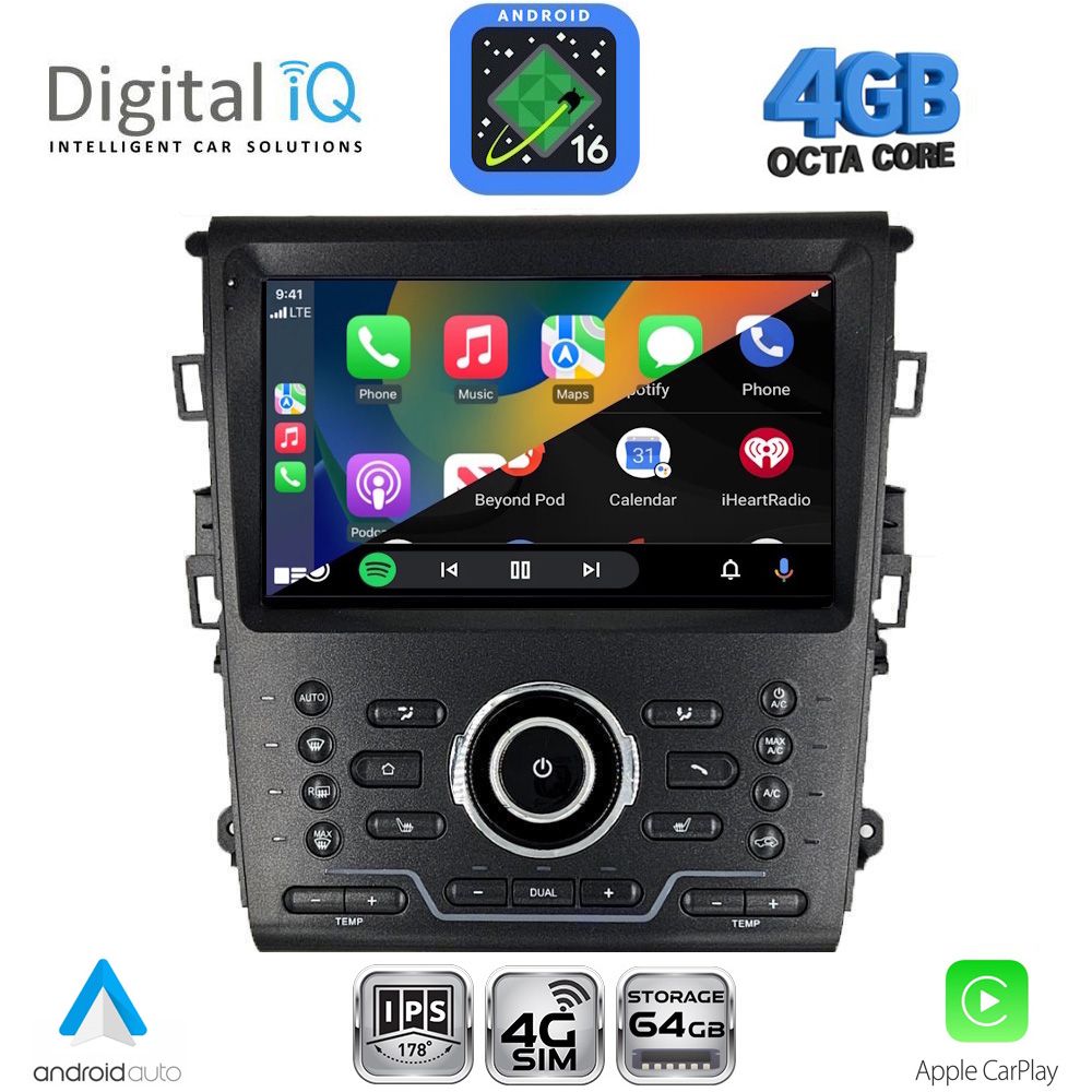 DIGITAL IQ RTG 6164_CPA CLIMA (9inc) MULTIMEDIA TABLET for FORD MONDEO mod. 2014-2023 DIGITAL IQ RTG 6164_CPA CLIMA (9inc) MULTIMEDIA TABLET for FORD MONDEO mod. 2014-2023