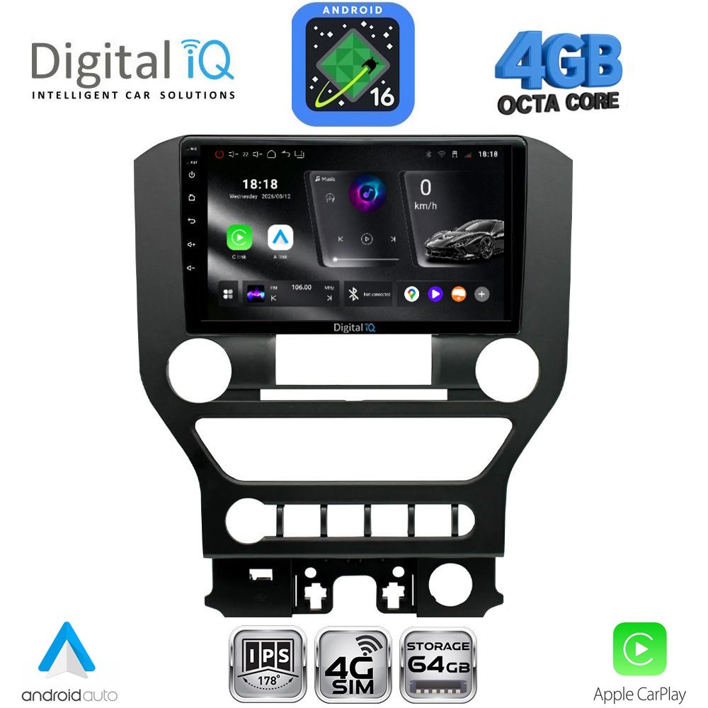 DIGITAL IQ RTG 6166_CPA 4BUT (9inc) MULTIMEDIA TABLET for FORD MUSTANG mod. 2015-2020 DIGITAL IQ RTG 6166_CPA 4BUT (9inc) MULTIMEDIA TABLET for FORD MUSTANG mod. 2015-2020