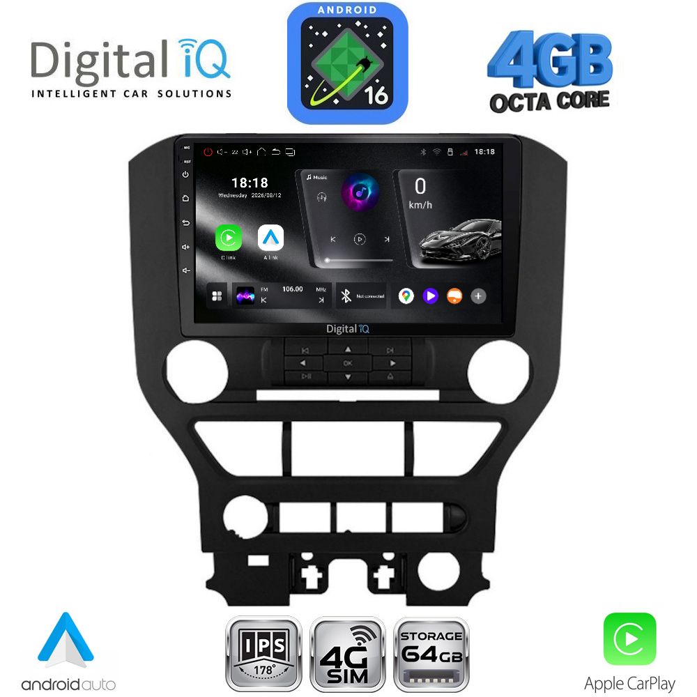 DIGITAL IQ RTG 6166_CPA 3BUT (9inc) MULTIMEDIA TABLET for FORD MUSTANG mod. 2015-2020 DIGITAL IQ RTG 6166_CPA 3BUT (9inc) MULTIMEDIA TABLET for FORD MUSTANG mod. 2015-2020