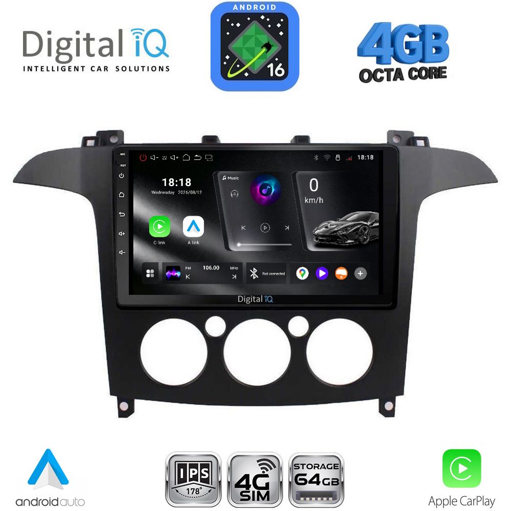 DIGITAL IQ RTG 6175_CPA A/C (9inc) MULTIMEDIA TABLET for FORD SMAX mod. 2006-2014 DIGITAL IQ RTG 6175_CPA A/C (9inc) MULTIMEDIA TABLET for FORD SMAX mod. 2006-2014